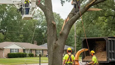 Emergency tree removal crew clearing storm damage in Salisbury, MD