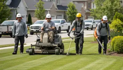 Lawn service crew maintaining a Salisbury, MD property for Arbor Tree Care