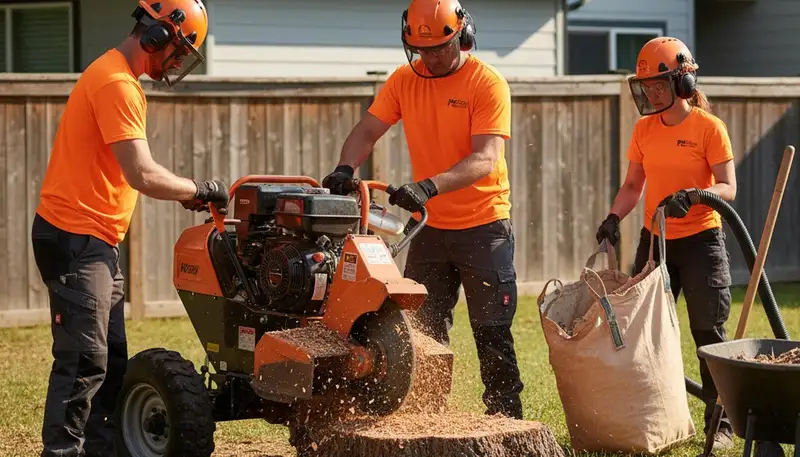 Salisbury, MD stump removal crew clearing an old stump for safe, thorough yard cleanup