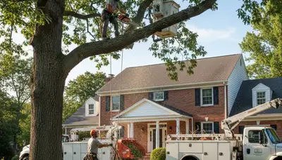 Tree service crew in Salisbury, MD performing professional tree removal and trimming work