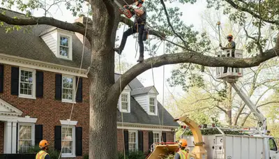 Tree service crew removing a tree in Salisbury, MD