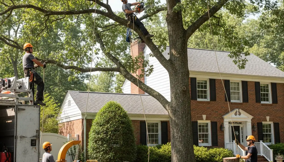Tree service crew removing a tree in Salisbury, MD for safe, professional property care