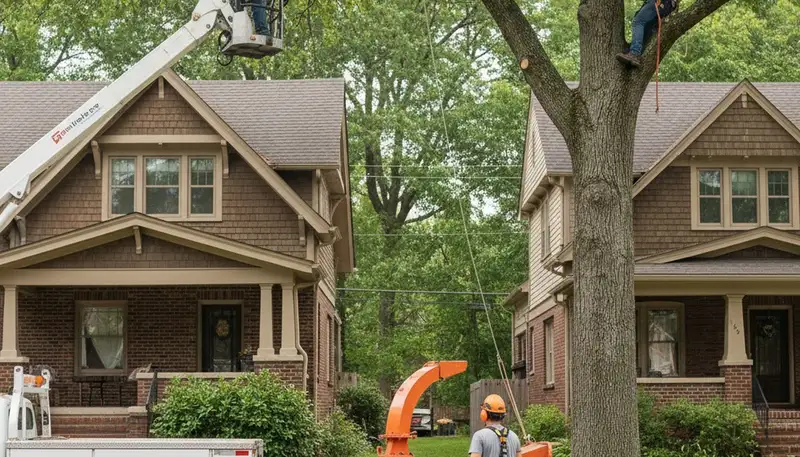 Tree service crew in Salisbury, MD handling safe tree removal for a local property