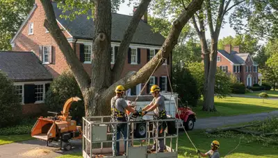 Tree service crew removing a tree in Salisbury, MD