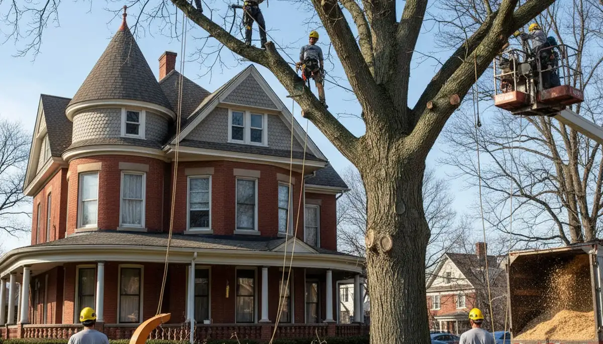 Professional tree service crew in Salisbury, MD removing a tree for safe property clearance