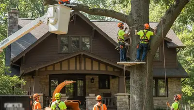 Tree service crew in Salisbury, MD removing a tree for safe property protection