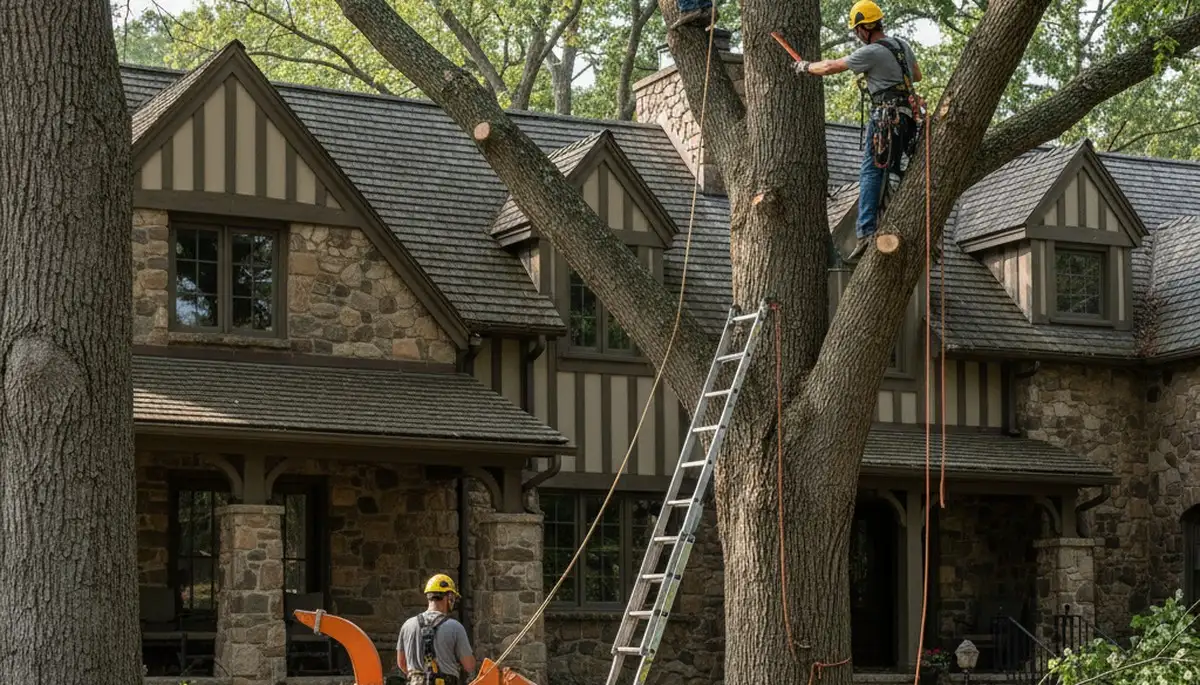 Tree service crew performing safe tree removal in Salisbury, MD