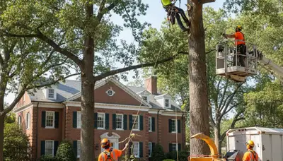 Tree service crew in Salisbury, MD providing professional tree removal and trimming services