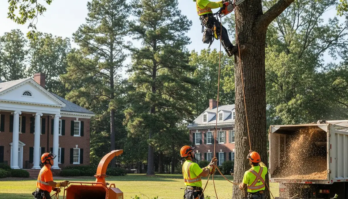 Tree service crew in Salisbury, MD removing a tree for safe residential property maintenance