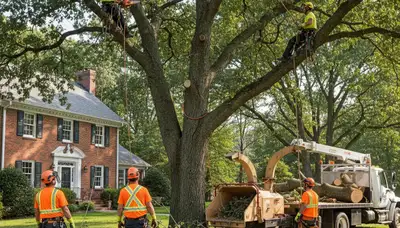 Tree service crew in Salisbury, MD handling professional tree removal safely