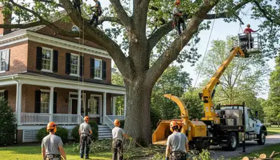 Tree service crew removing a tree in Salisbury, MD