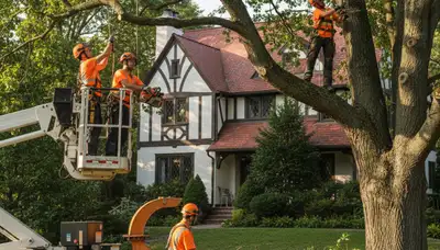 Tree service crew in Salisbury, MD performing professional tree removal and pruning