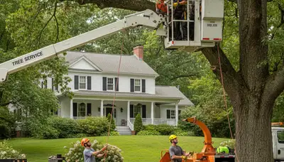 Tree service crew in Salisbury, MD providing professional tree removal and trimming services