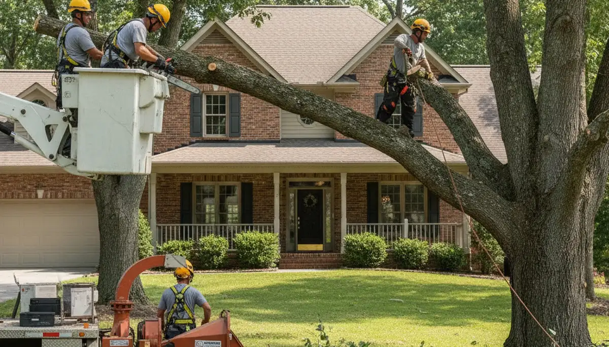 Tree service crew removing a tree in Salisbury, MD for safe, professional tree removal