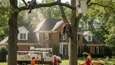 Tree service crew in Salisbury, MD removing a hazardous tree safely